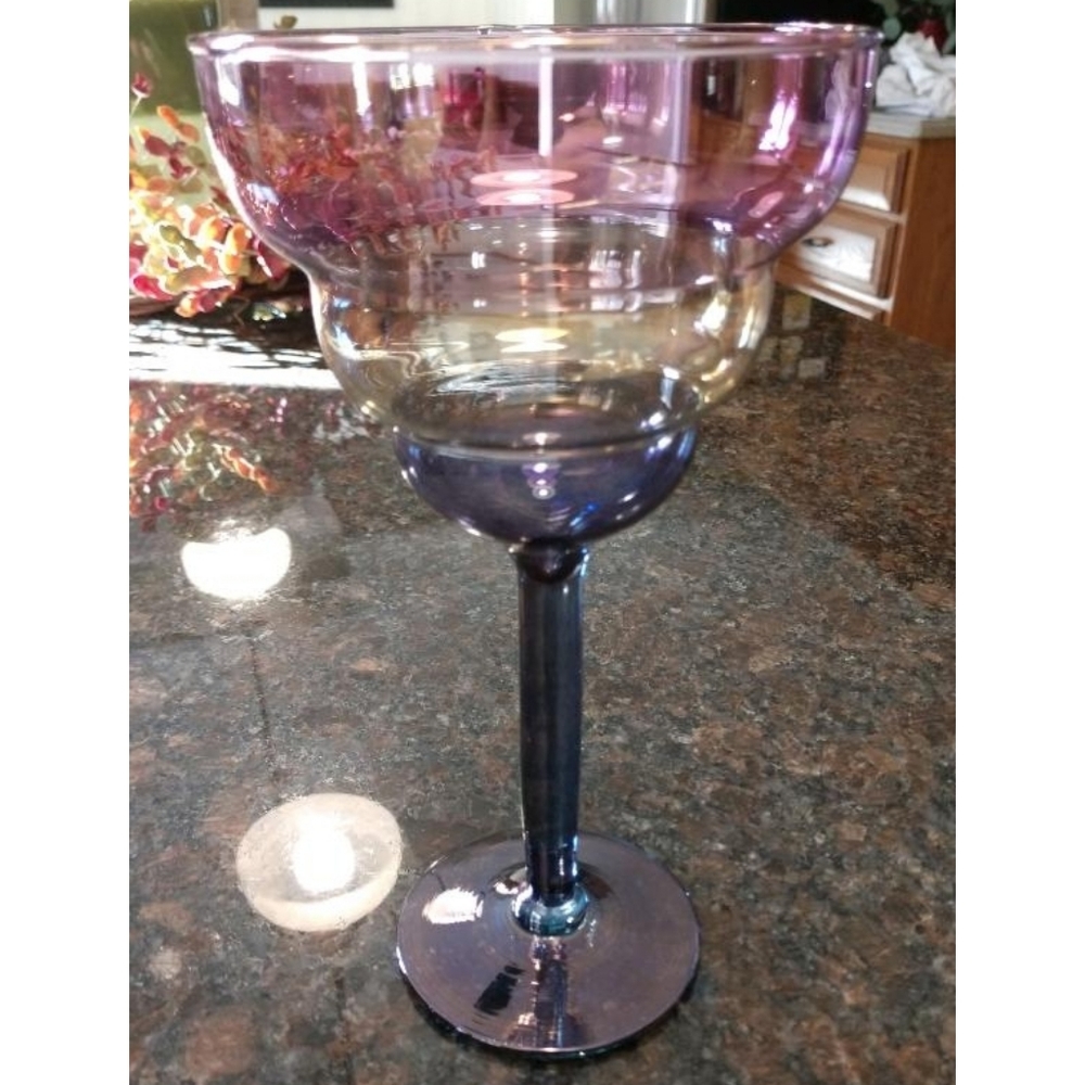 Vintage-Iridescent Tri-Colored Wine/ Margarita Glasses-2 - Picture 2 of 2